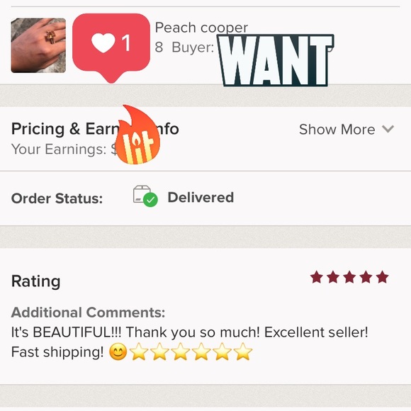 2pc Peach rings Sale ending get ur items 💕 - Picture 3 of 3